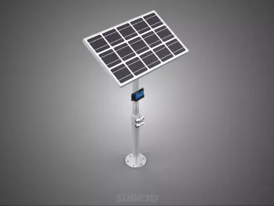 MOUNTED POLE STAND SOLAR CELL PANEL CONTROLLER CHARGE REGULATOR 3D model