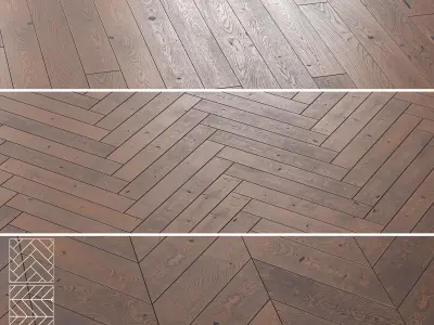 Boen Oak -Ash and Walnut Parquet - 5 Pro Layouts 3D model