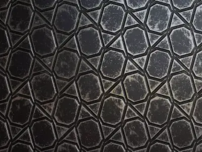 Dark Futuristic Hexagonal Metal Plate PBR Seamless Texture