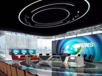 Virtual Broadcast Studio Low-poly 3D model