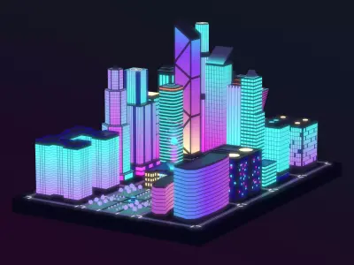 Neon City low-poly Low-poly 3D model
