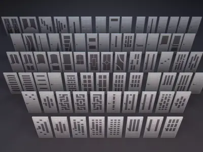 Door Pack - color customization - low poly Low-poly 3D model