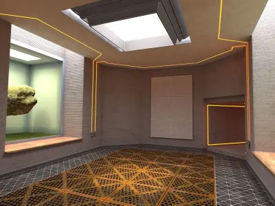 Interlockable Sci-Fi Virtual-Reality Art Gallery Low-poly 3D model