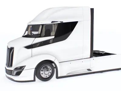  Futuristic Heavy Duty Truck White Rigged 