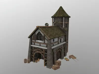  Medieval Warehouse Low-poly 3D model