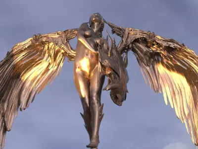 Atlantis Angel Female shield sculpture 7 3D model