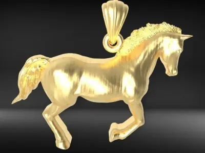 Running Horse Light Weight Pendant Charm Necklace Jewelry 3D print model