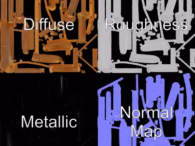 Natural Wooden Fence model pack Low-poly 3D model