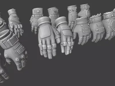 Stylized Gloves Set 3D model