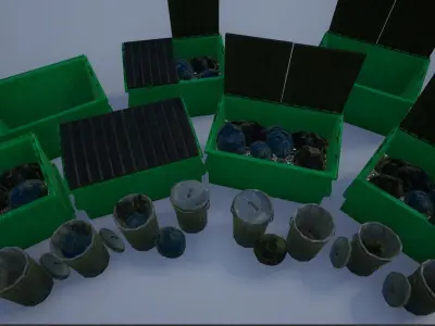 Garbage-Trash-Dumpster Collection two buckets 3D Model Pack