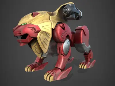 Red Lion Zord Low-poly 3D model