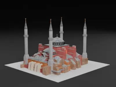 Turkey Pack Hagia Sophia Maidens Tower Fairy Chimneys Low-poly 3D model
