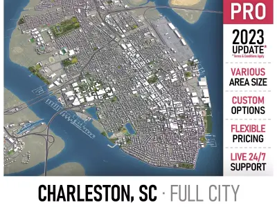 Charleston - 3D City Model Low-poly 3D model