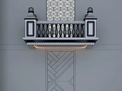Balcony Door Window Low-poly 3D model