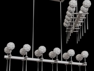 RH BOULE DE CRISTAL GRAND DOUBLE LINEAR CHANDELIER Brass 3D model