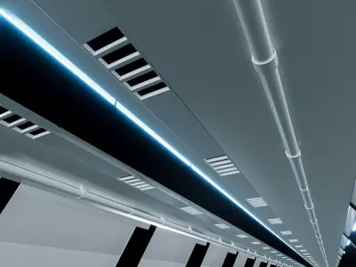 Scifi Corridor Low-poly 3D model