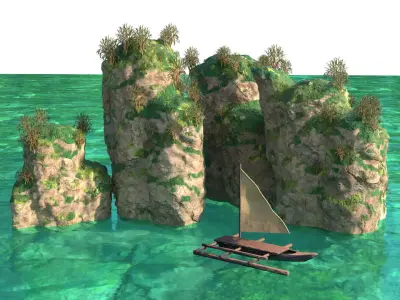 Sea and Rock environment 3D model