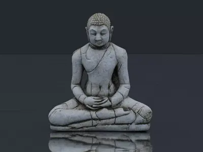 Stone Buddha Statue Low-poly 3D model