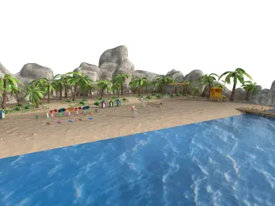 beach cartoon 3D model