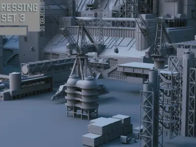 Scifi dressing kitbash set 3 Low-poly 3D model