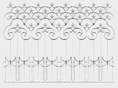 Forging set 1 ornamental wrought iron fence 3D model