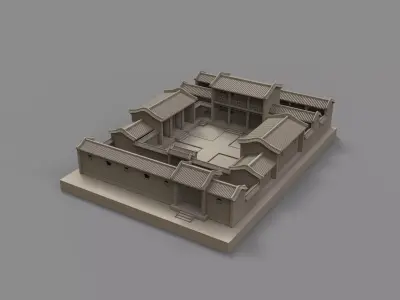 Chinese style building courtyard Free 3D print model