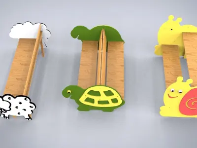 Childrens wooden benches Animals 3D model