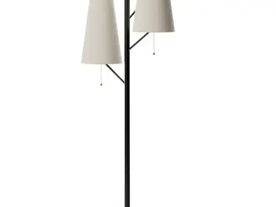 Rachel Metal Triple Head Floor Lamp Antique Brass Low-poly 3D model