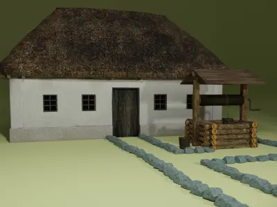 Ukrainian Hut 3D modular Low-Poly models Low-poly 3D model