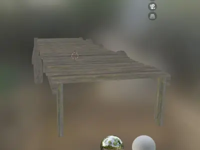 wood dock and tire Low-poly 3D model