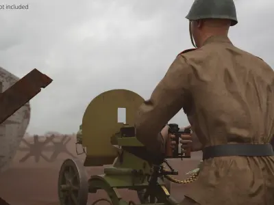  Soviet Infantry Soldier WWII Rigged for Cinema 4D 