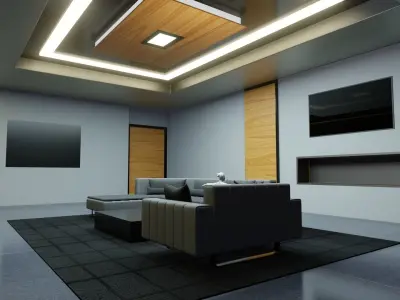 MODERN LIVING ROOM Low-poly 3D model