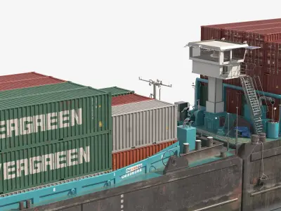  Camaro V Container Barge Loaded Dutch Flag Gray 