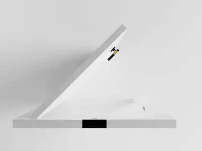 White Slatted Door With Black Handle  3D model