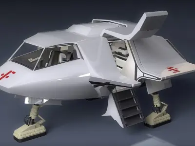 V SkyFighter Ship - External and Internal Detail 3D print model