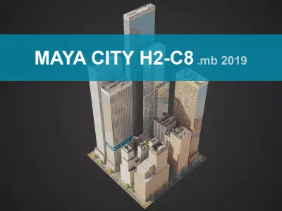 Realistic City District H2-C8 MAYA Low-poly 3D model