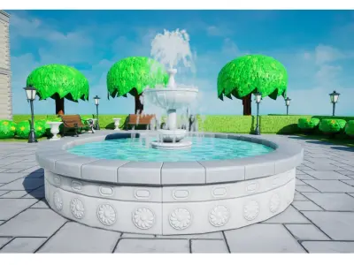 Stylized Bank Exterior Low-poly 3D model