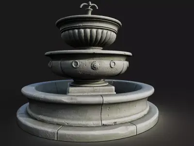 Stone fountain Low-poly 3D model