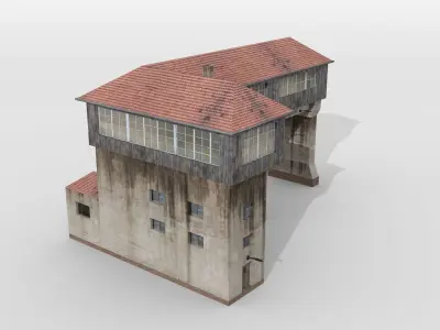 Old gantry signal tower Low-poly 3D model