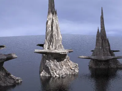 Mountain Sci fi ship wreck 3 versions  3D model