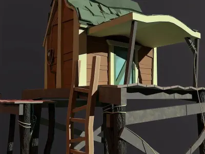 3D fishermans house Low-poly 3D model