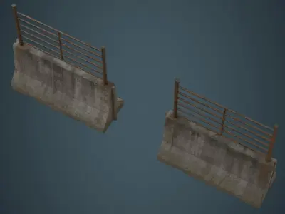 Concrete Barrier 2C Low-poly 3D model