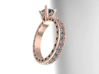 Antique Vintage Style Diamond Infinity Solitaire Engagement Ring 3D print model