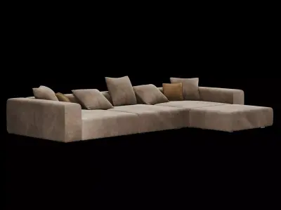 Modern angle sofa 2 with pillow 3D model