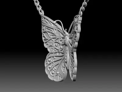 Butterfly pendant 3D print model 3