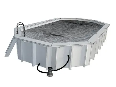 Wooden Long Swimming Pool 3D model