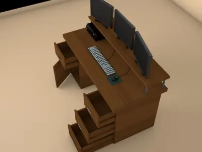 Wooden Desktop C4D Model Low-poly 3D model