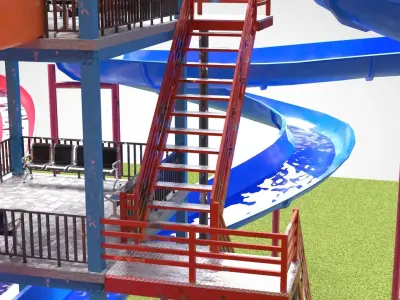 Water Slides Low-poly 3D model