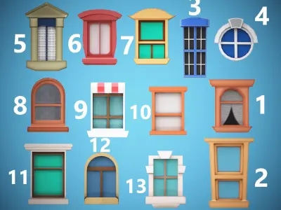 Free stylized windows Free low-poly 3D model