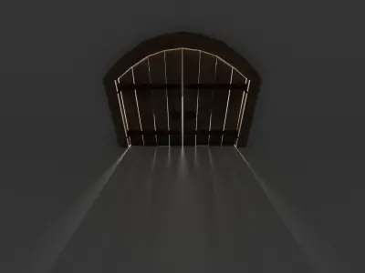 Medieval gates Low-poly 3D model